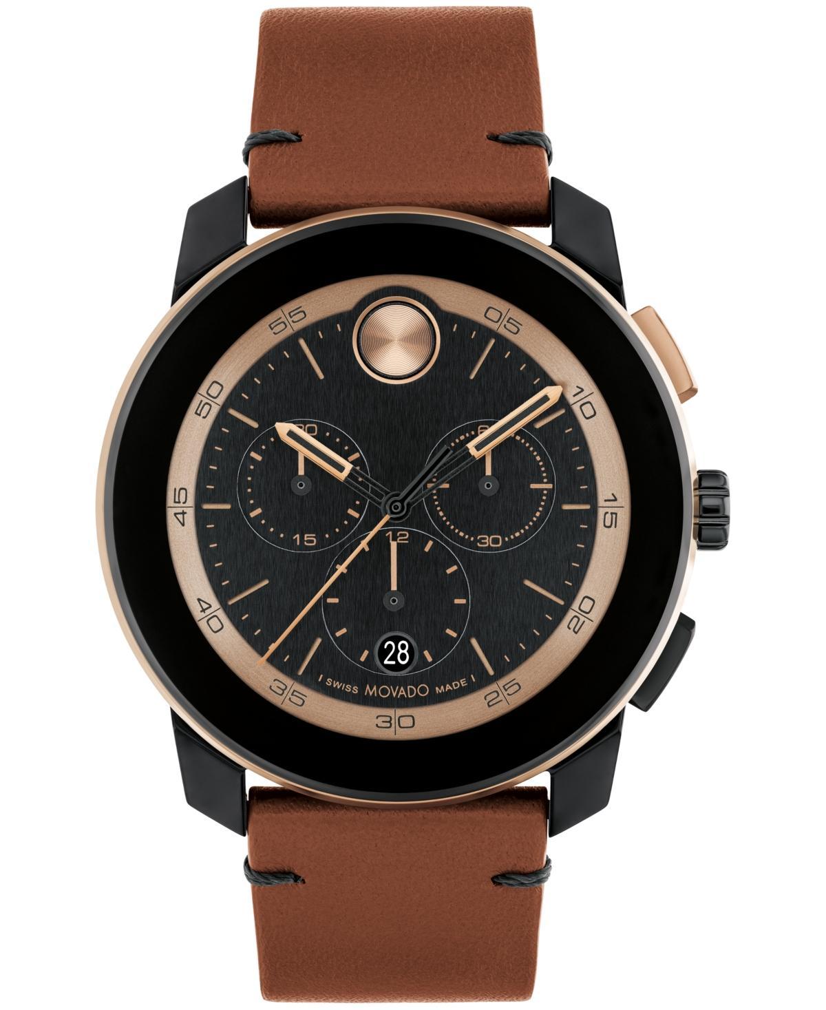 Movado Bold Mens TR90 Quartz Chronograph Cognac Leather Strap Watch Product Image