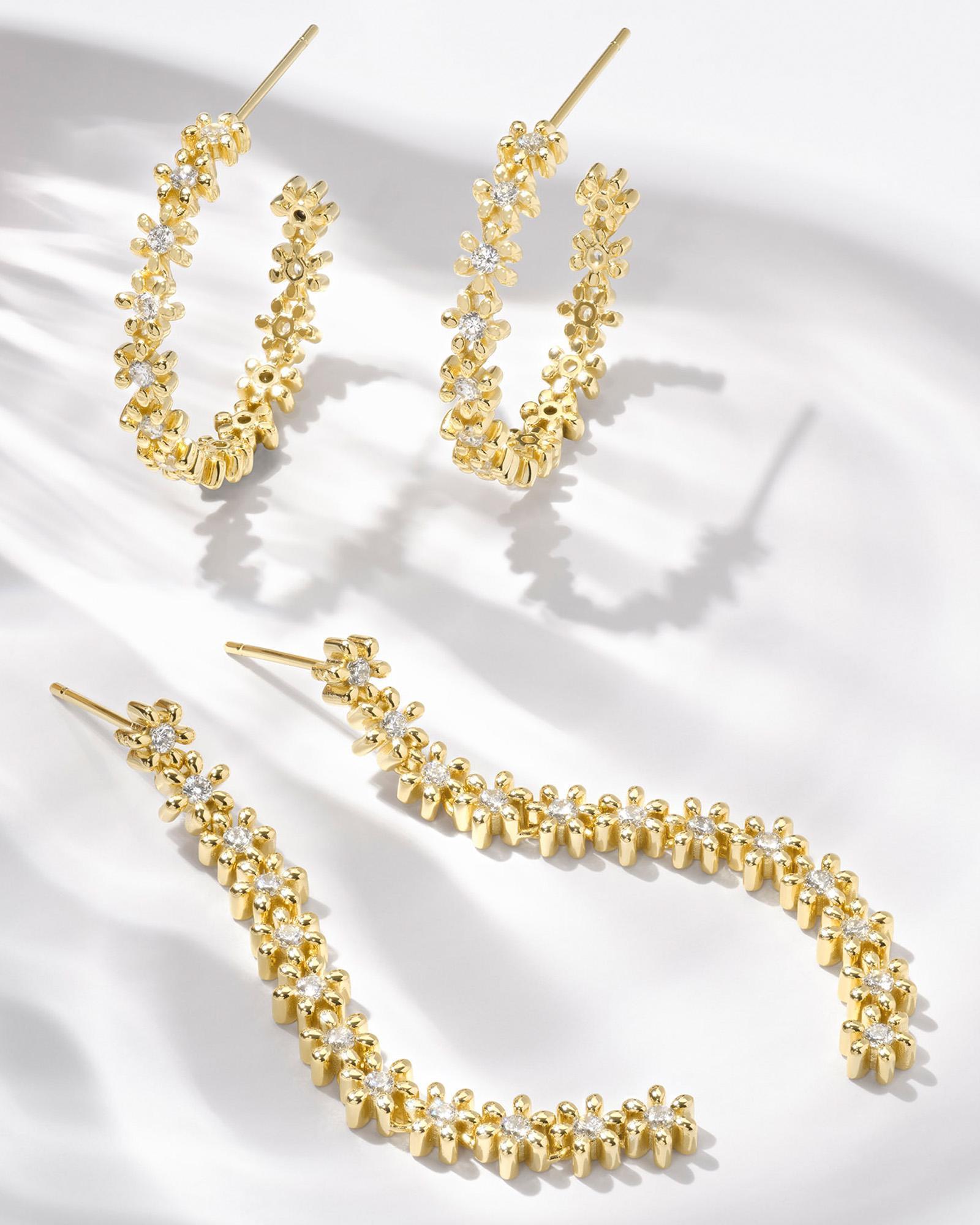 Nydia Gold Linear Earrings in White CZ Product Image