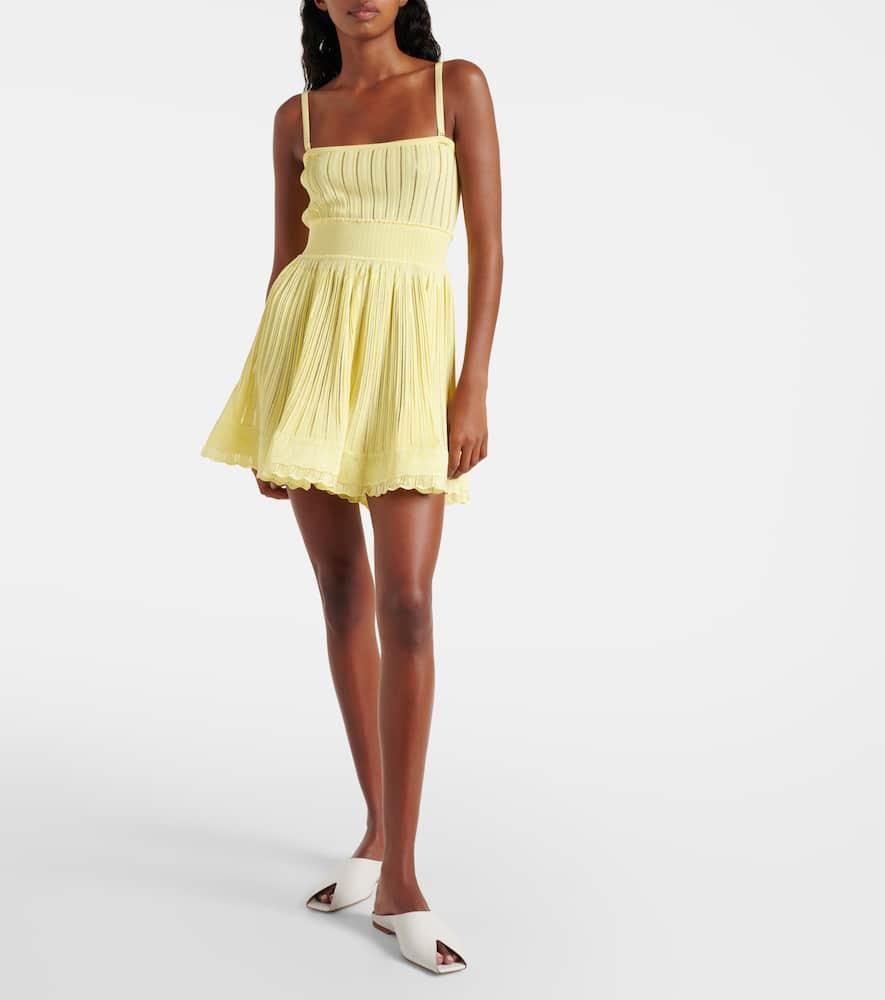 ALAÏA Crino Pleated Jersey Romper In Yellow Product Image