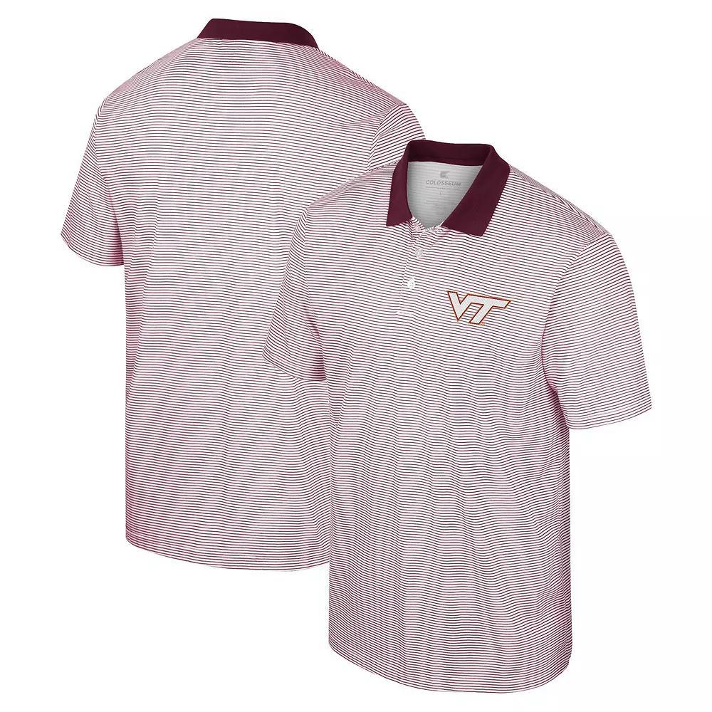 Men's Colosseum White Virginia Tech Hokies Print Stripe Polo,  Product Image