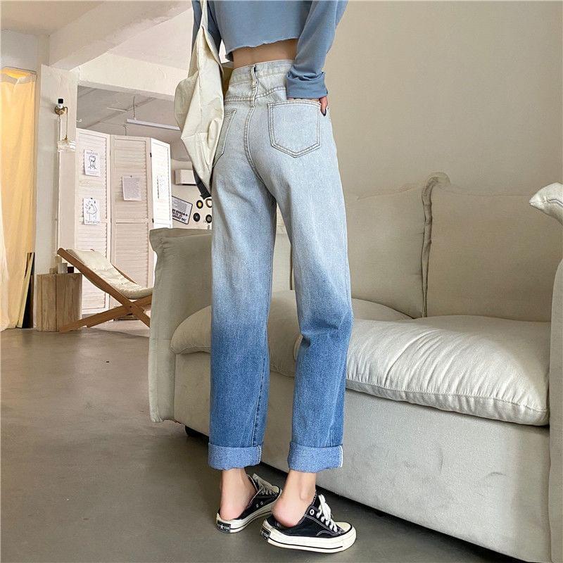 High Rise Gradient Straight Leg Jeans Product Image