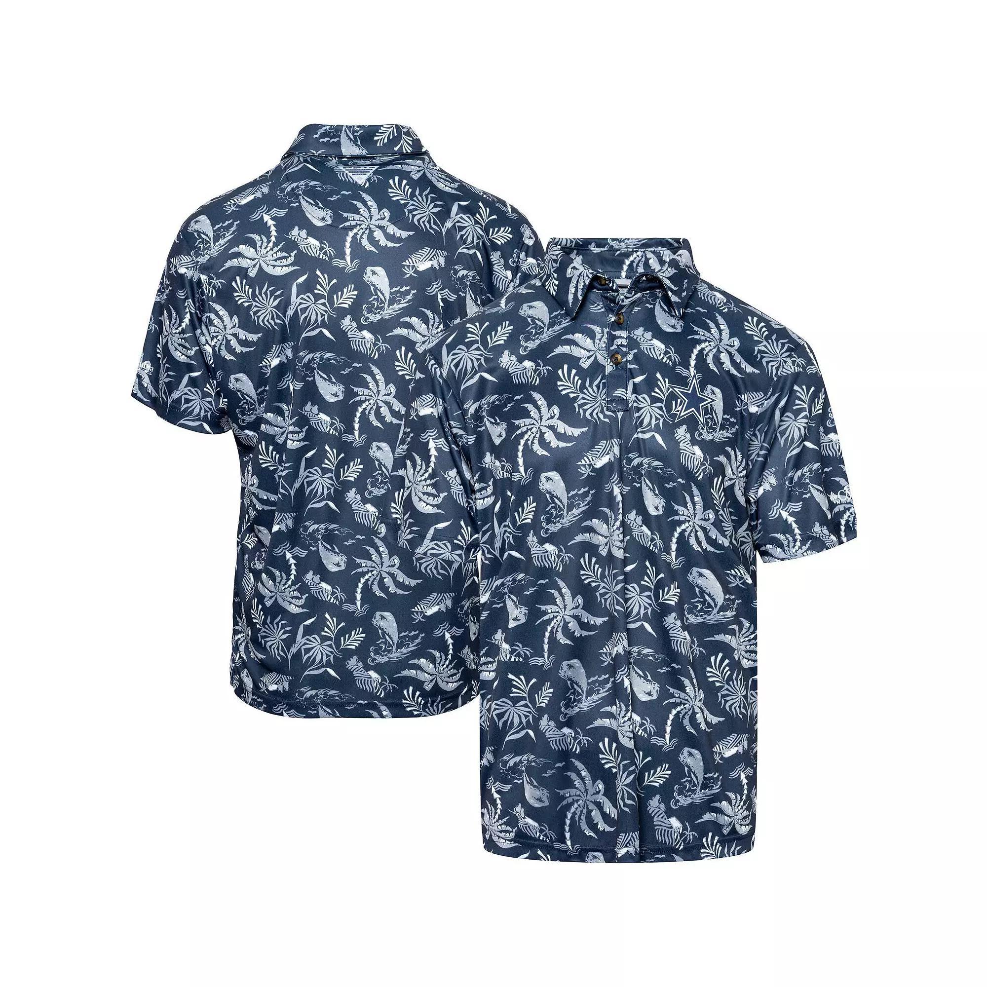 Men's Columbia Navy Dallas Cowboys Super Terminal Tackle Omni-Shade Polo,  Product Image