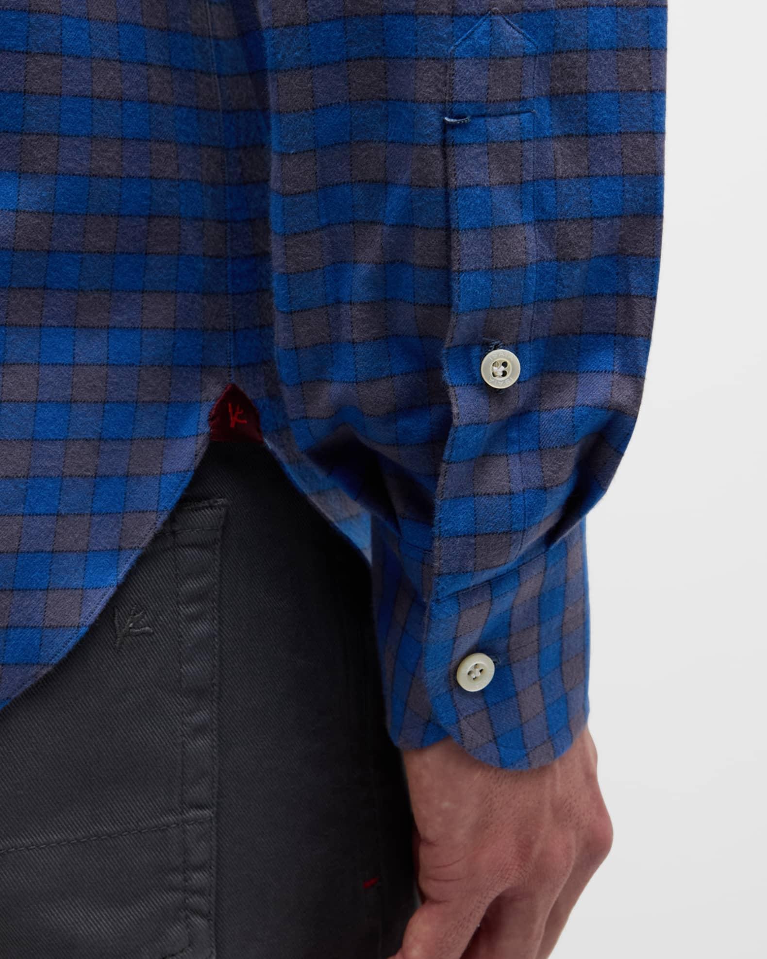 Men's Cotton Gingam Check Casual Button-Down Shirt Product Image