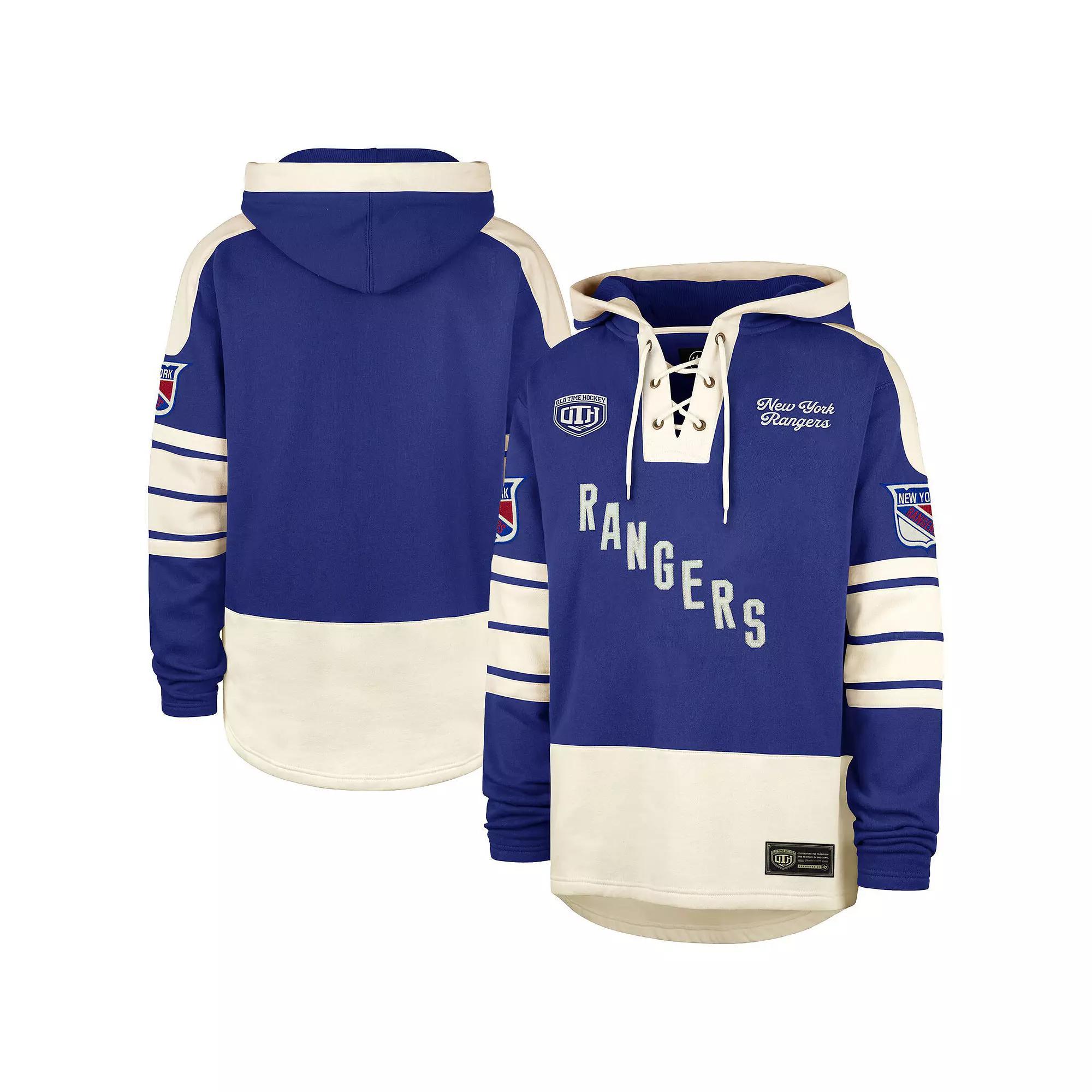 Men's '47  Blue Toronto Maple Leafs Blue Line Heritage Lacer Pullover Hoodie, Size: 2XL, Mpl Blue Product Image