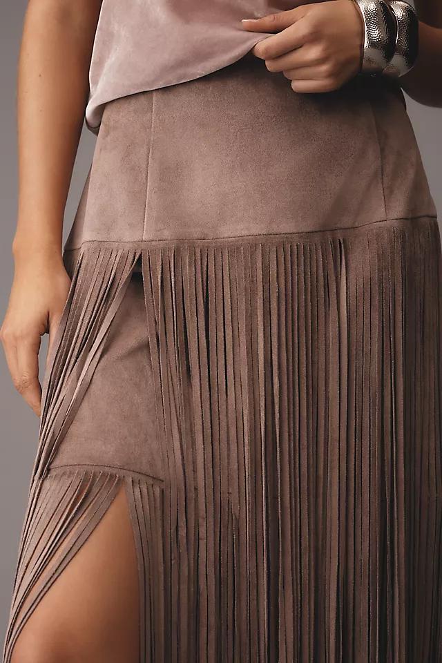 Mare Mare x Anthropologie Faux-Suede Fringe Midi Skirt Product Image