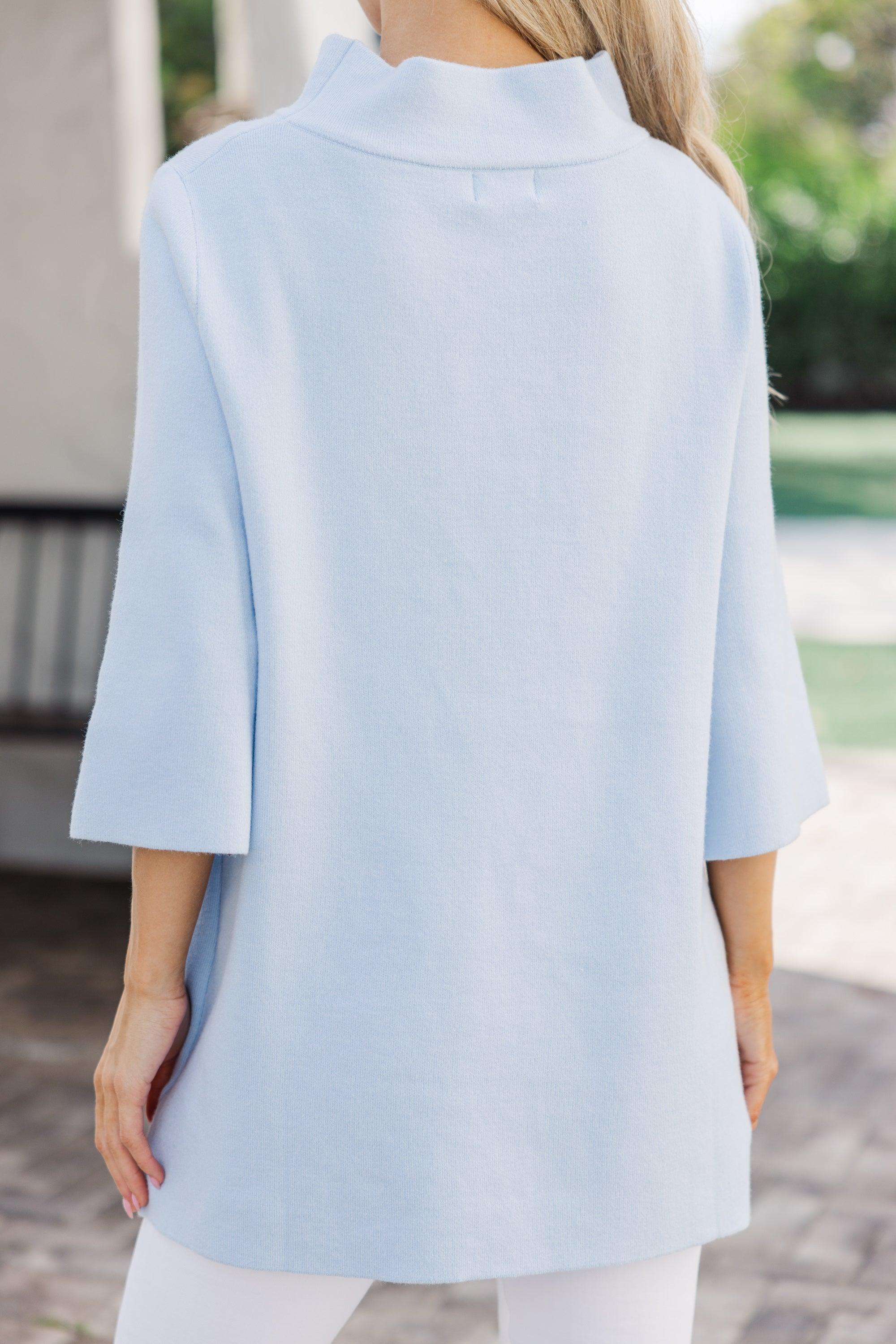 With Ease Light Blue Mock Neck Sweater Tunic Female Product Image