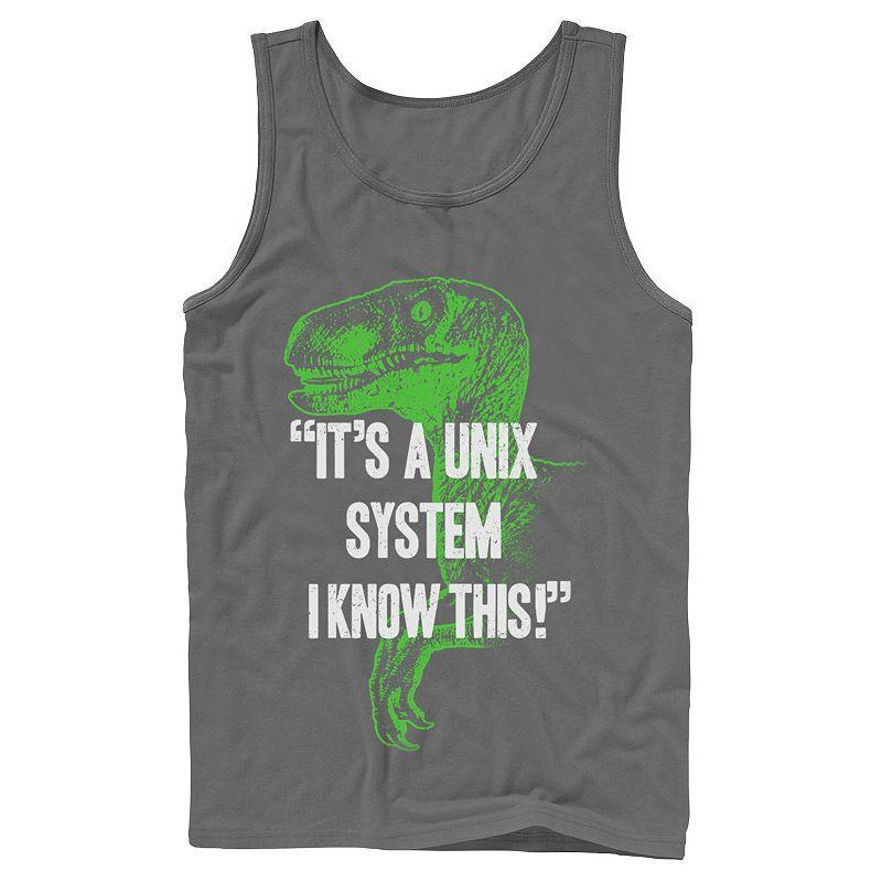 Men's Jurassic Park Neon Dinosaur A Unix System Graphic Tank Top,  Product Image