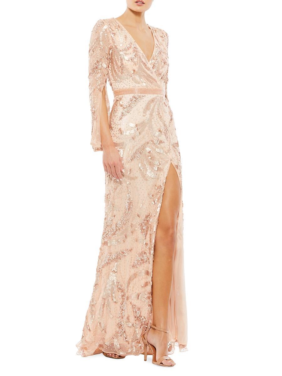 Womens Beaded Trumpet Gown Product Image