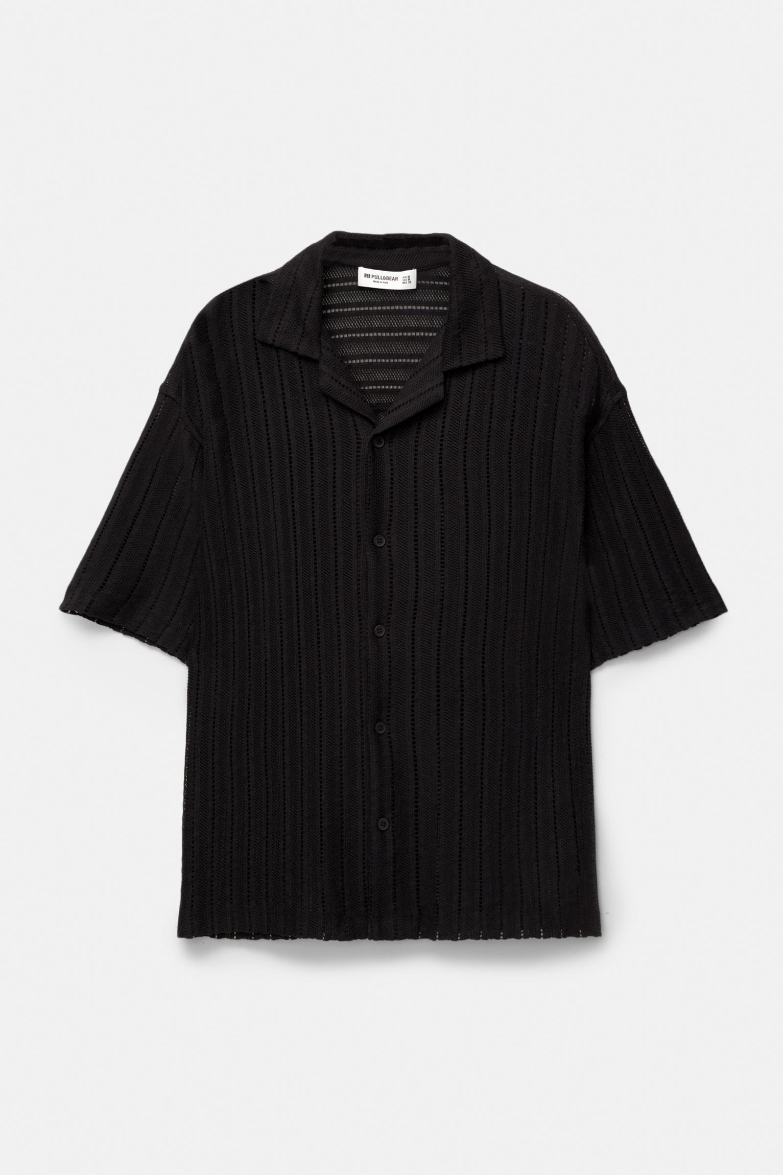 Black textured short sleeve shirt Product Image