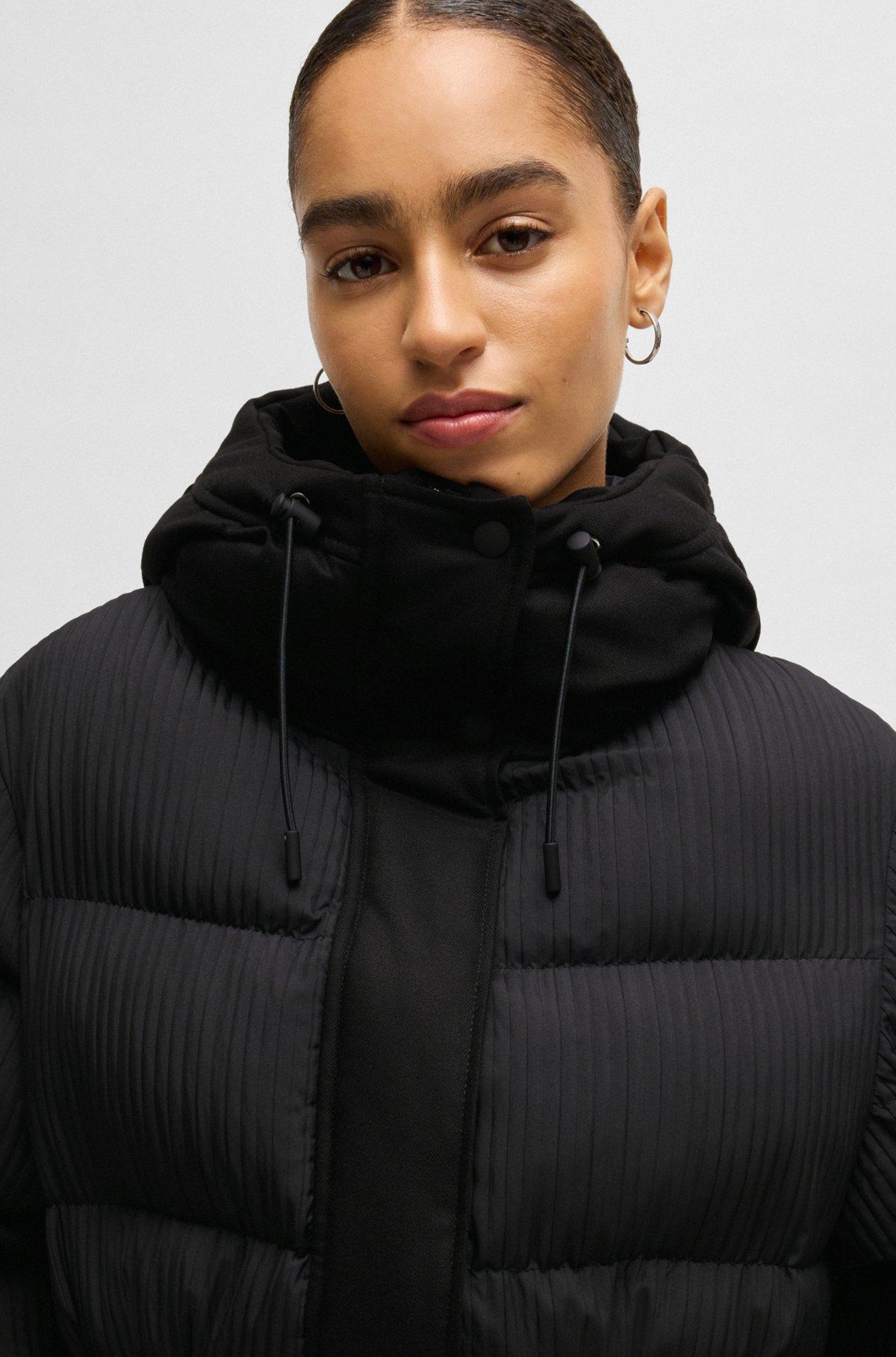 Water-repellent parka jacket in quilted corduroy-effect fabric Product Image