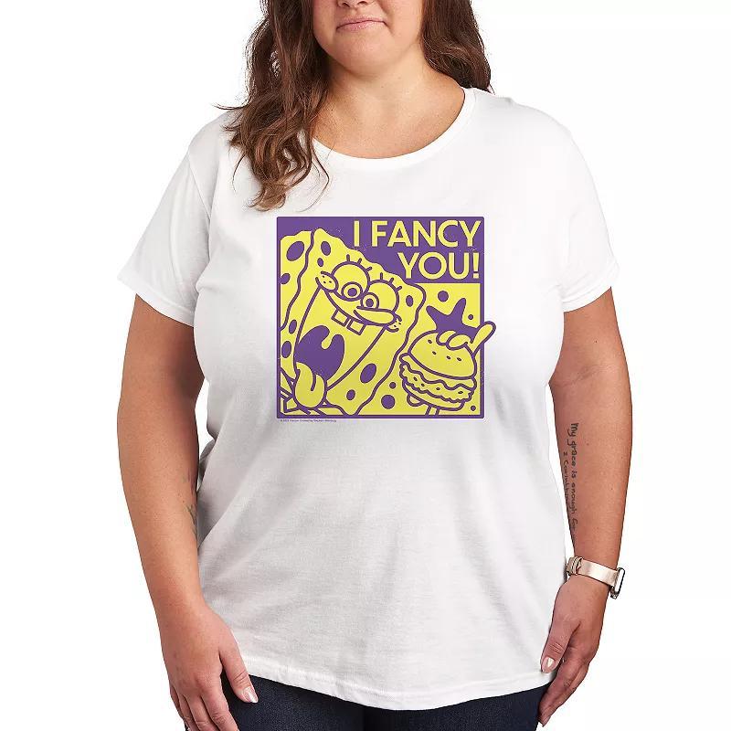 Plus Size Nickelodeon SpongeBob Squarepants I Fancy You Graphic Tee, Women's, Size: 1XL, Grey Gray Product Image