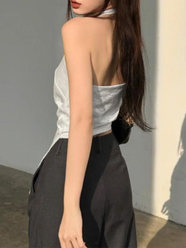 Irregular Hem Halter Backless Cami Top Product Image