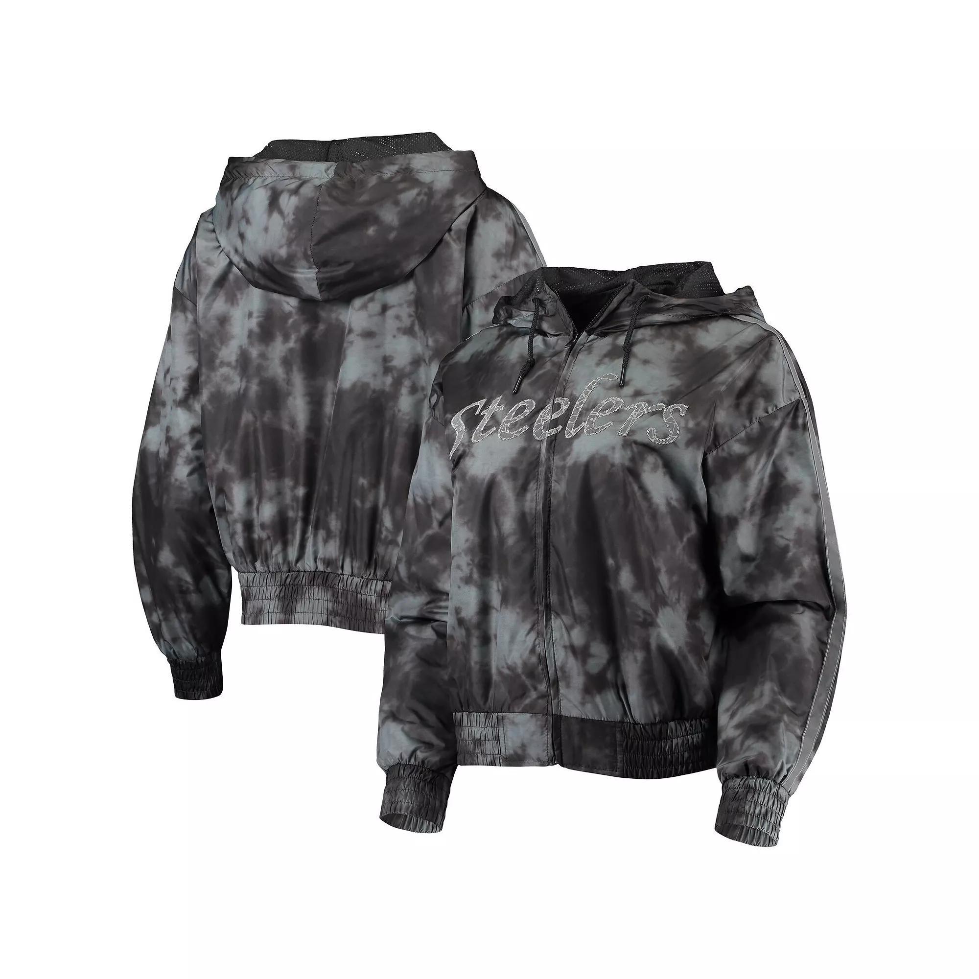 Women's Mitchell & Ness Black Pittsburgh Steelers Galaxy Full-Zip Windbreaker Hoodie Jacket,  Product Image