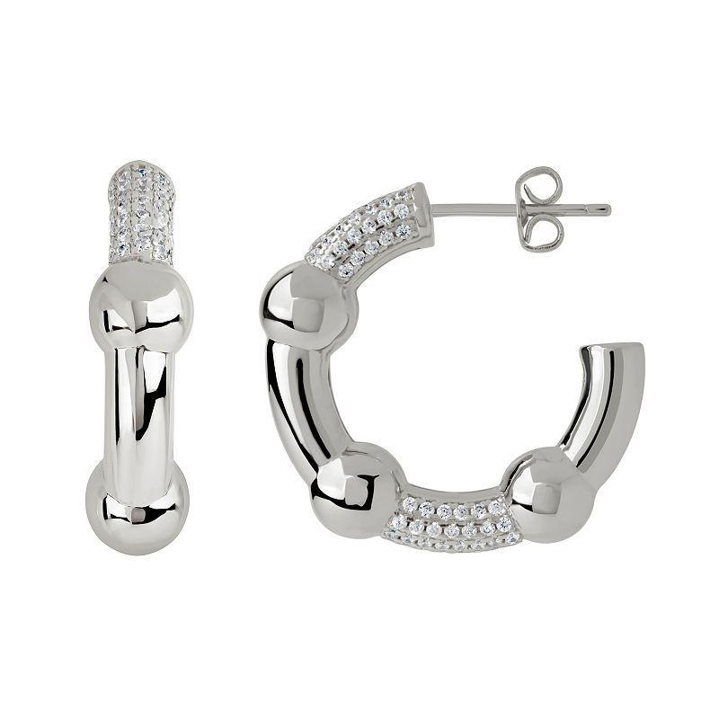 MC Collective Cubic Zirconia Emilee Hoop Earrings, Womens, Silver Tone Product Image