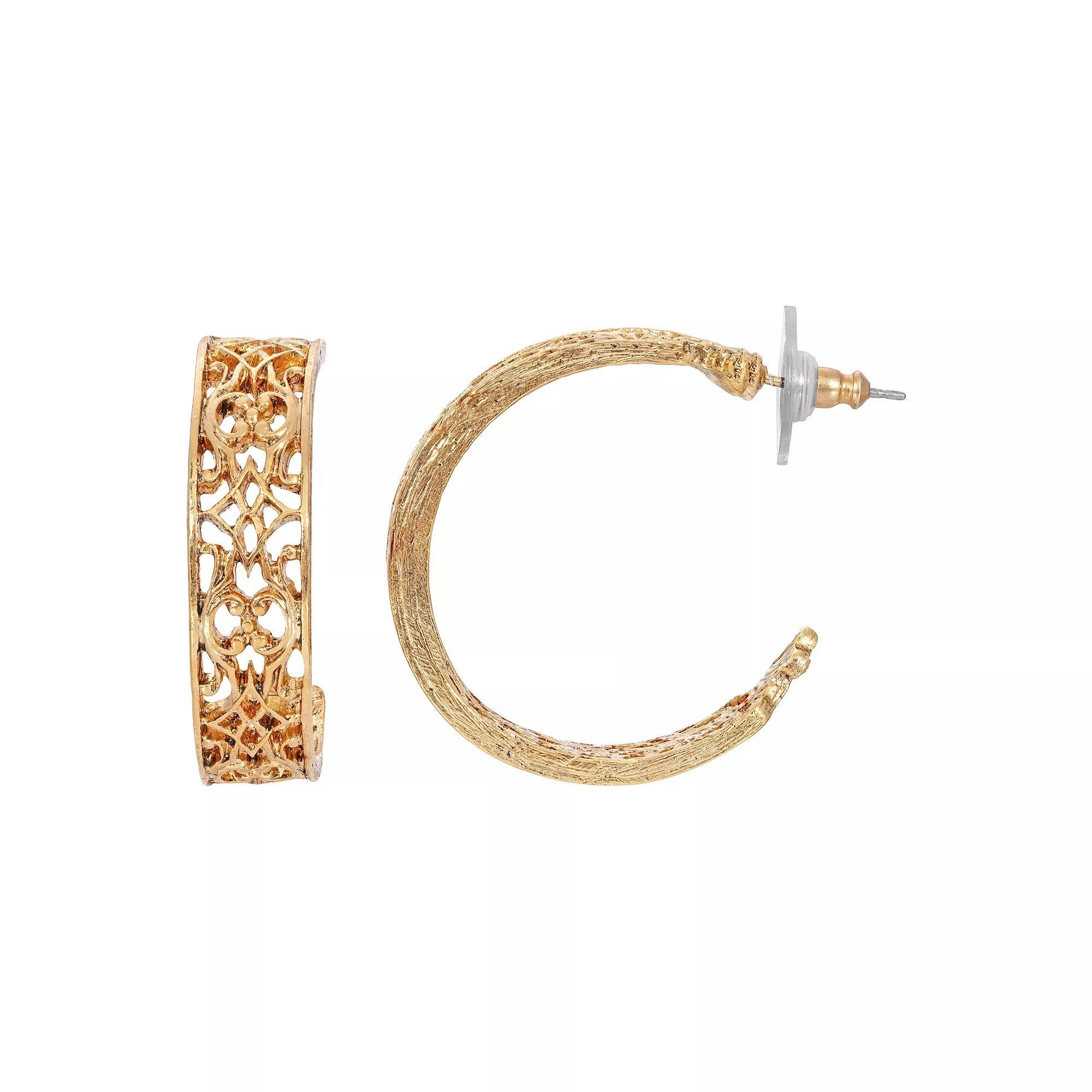 Gemistry 14k Gold Over Sterling Silver Stone Drop Hoop Earrings, Women's, Purple Product Image