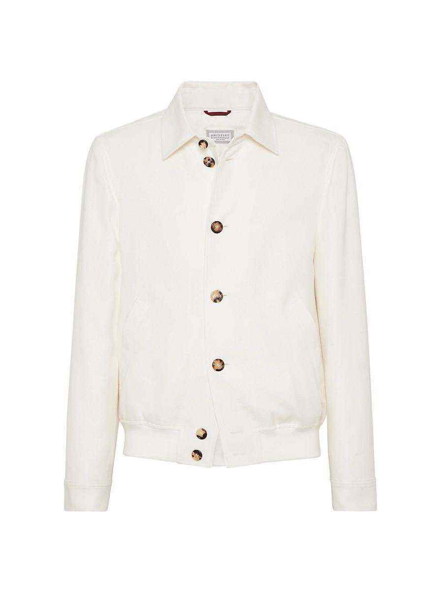 Mens Linen, Wool and Silk Diagonal Outerwear Jacket Product Image