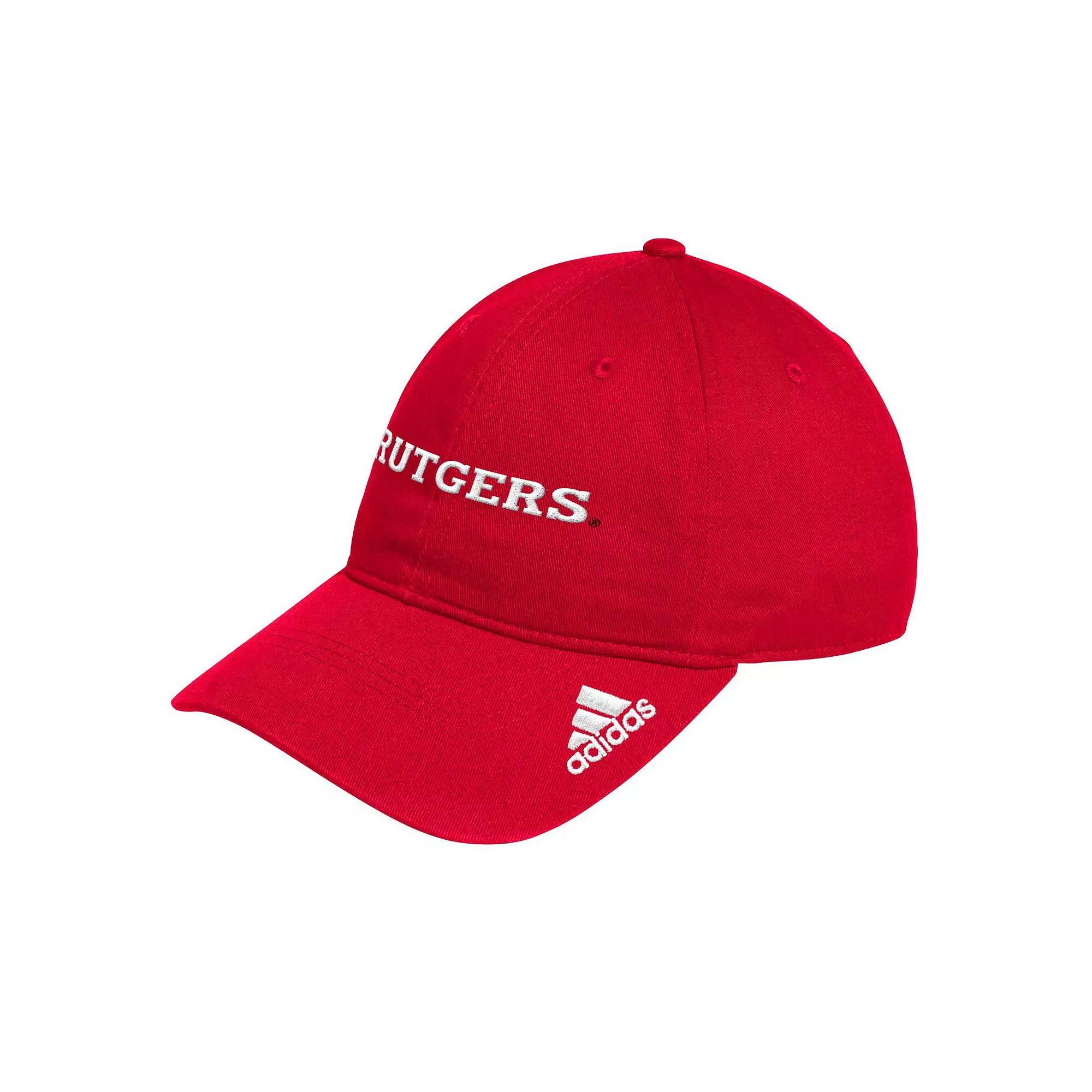Men's adidas Scarlet Rutgers Scarlet Knights Locker Room Wordmark Slouch Adjustable Hat, Red Product Image