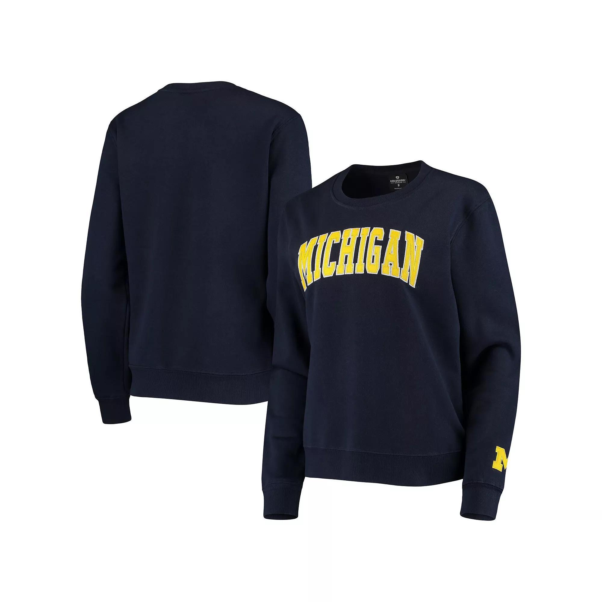 Women's Colosseum Navy Michigan Wolverines Campanile Pullover Sweatshirt,  Product Image