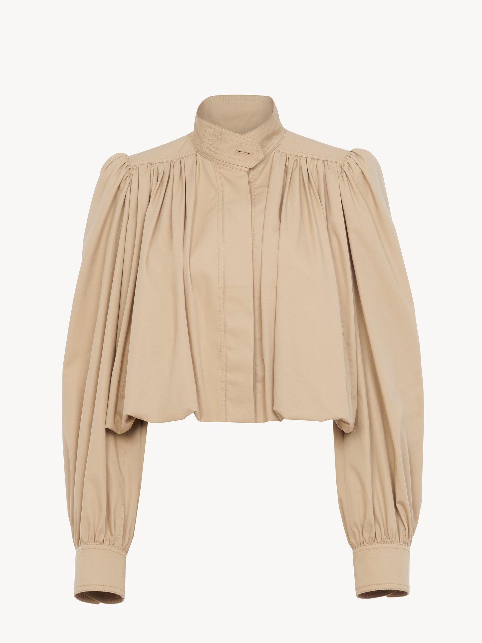 Gathered boule jacket in cotton gabardine Product Image
