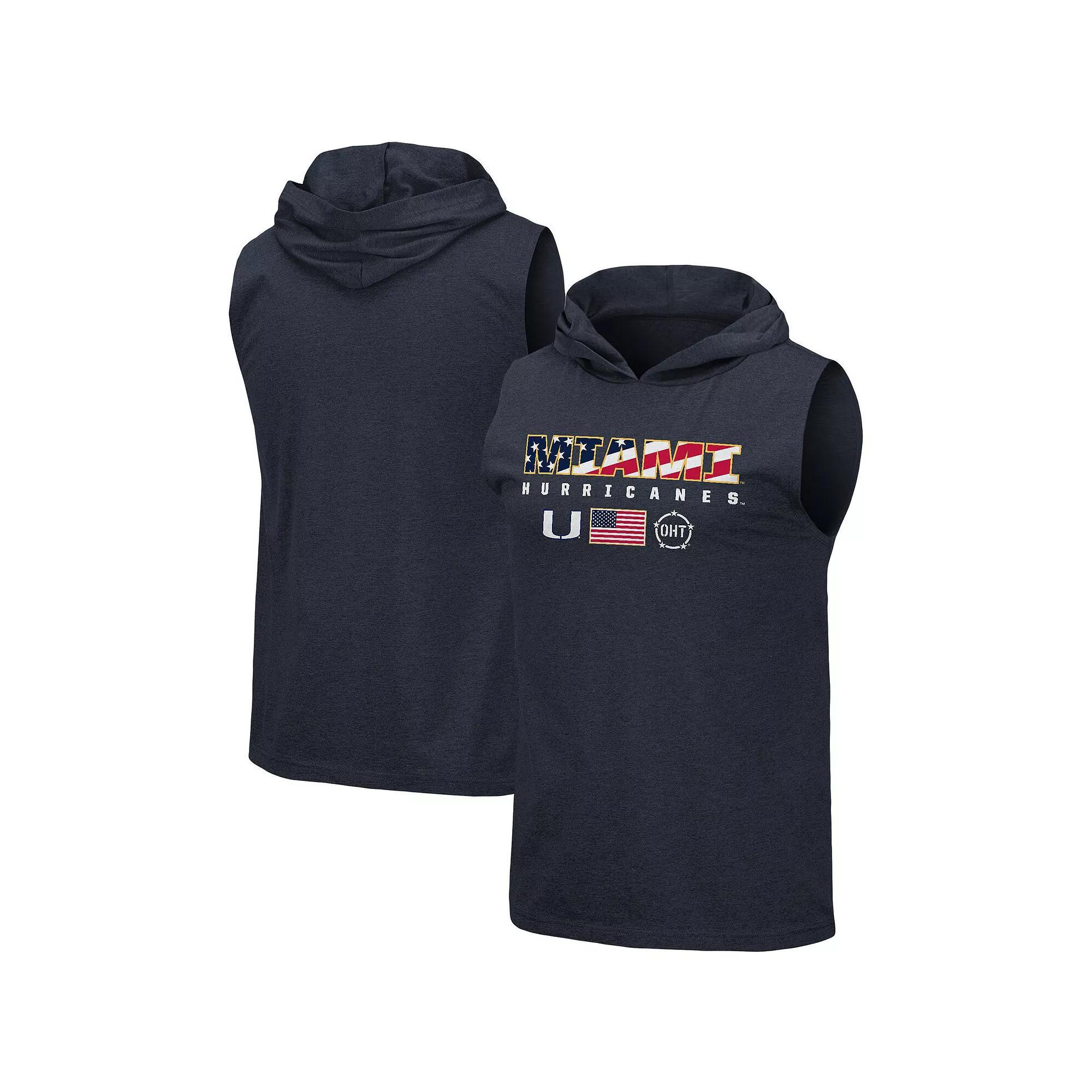 Men's Colosseum Navy Miami Hurricanes OHT Military Appreciation Americana Hoodie Sleeveless T-Shirt, Size: XL, Blue Product Image