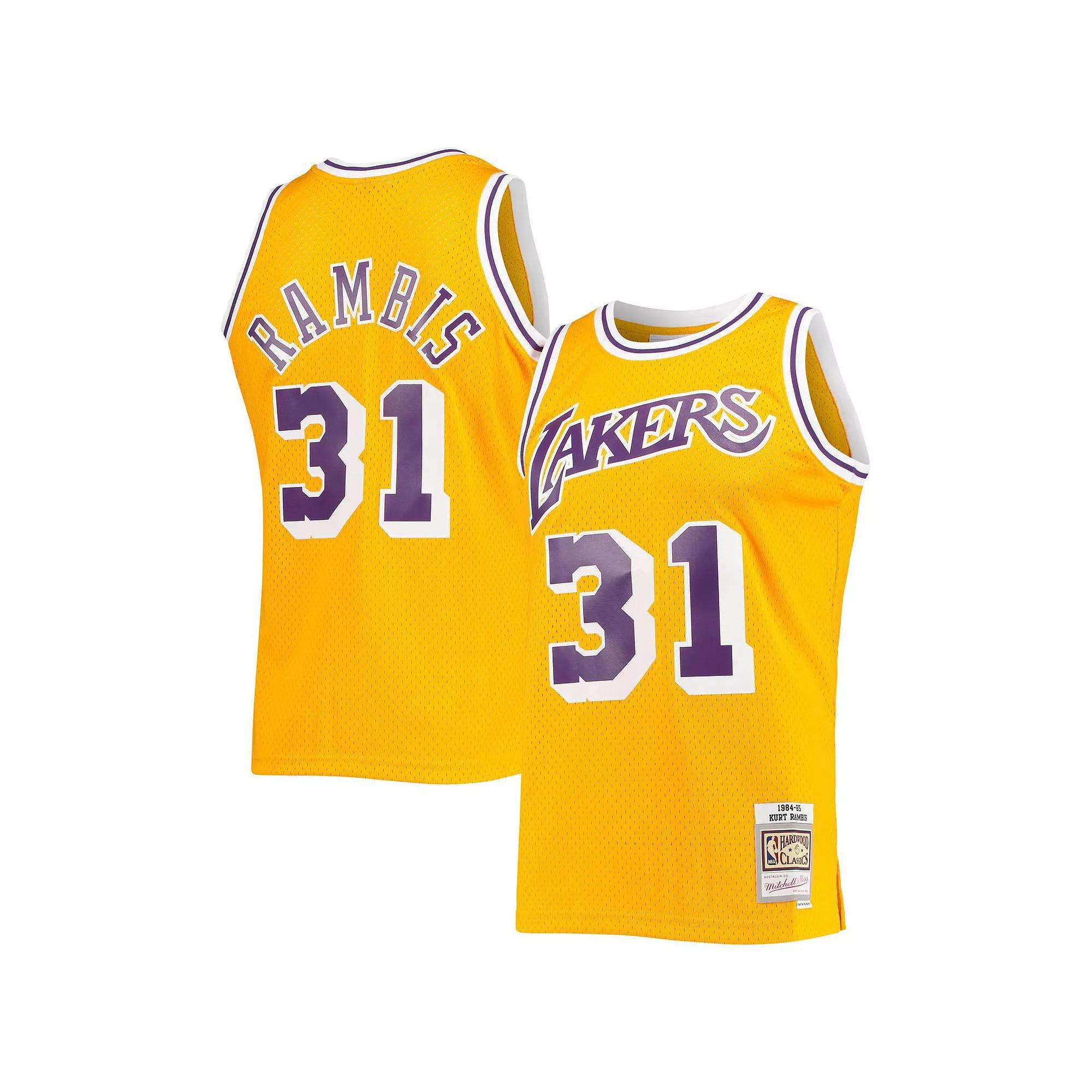 Men's Mitchell & Ness Kurt Rambis Gold Los Angeles Lakers 1984-85 Team Hardwood Classics Swingman Jersey, Size: Small Product Image