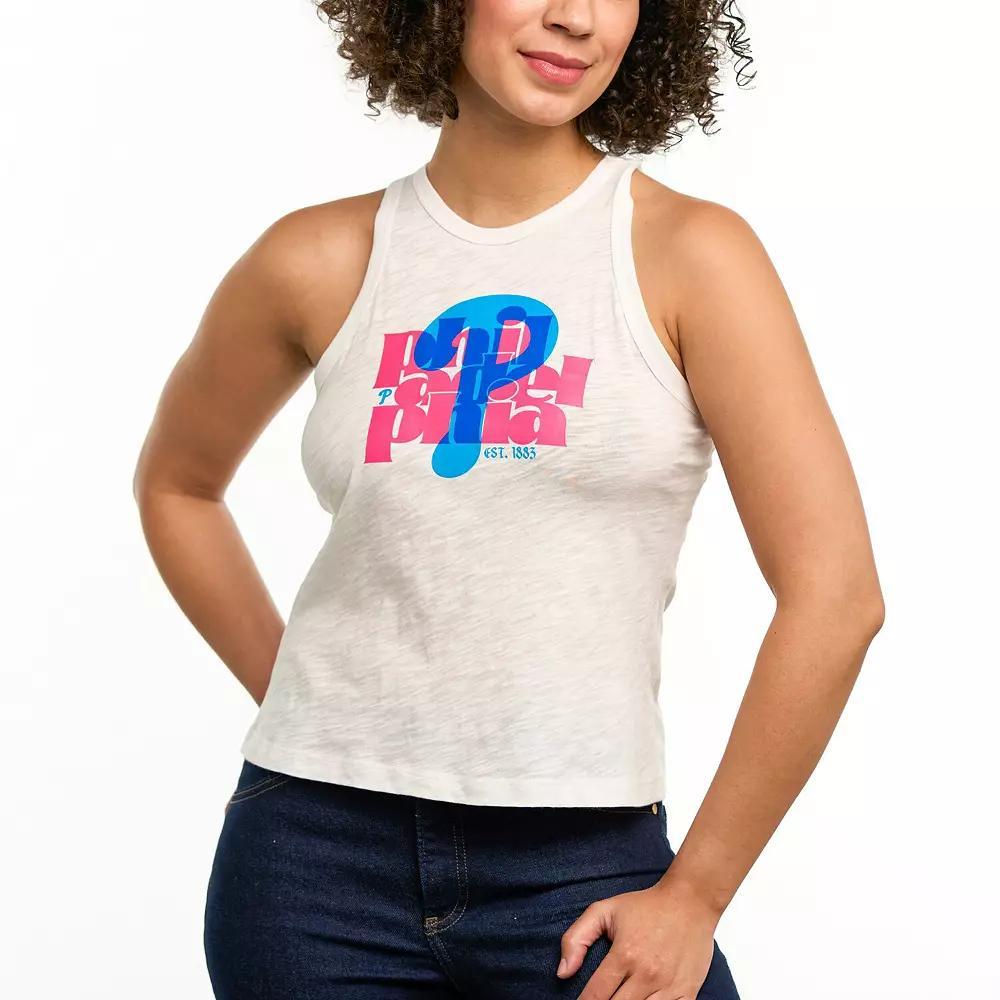 Women's Lusso White Philadelphia Phillies Lourdes Tank Top, Size: Small Product Image