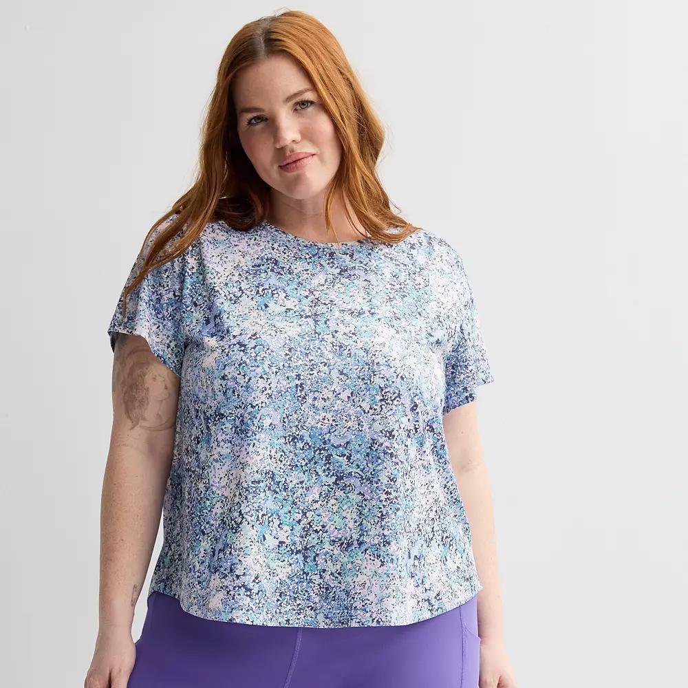 Plus Size Tek Gear® Mesh Tee, Women's, Size: 2XL, Blue Spots Product Image