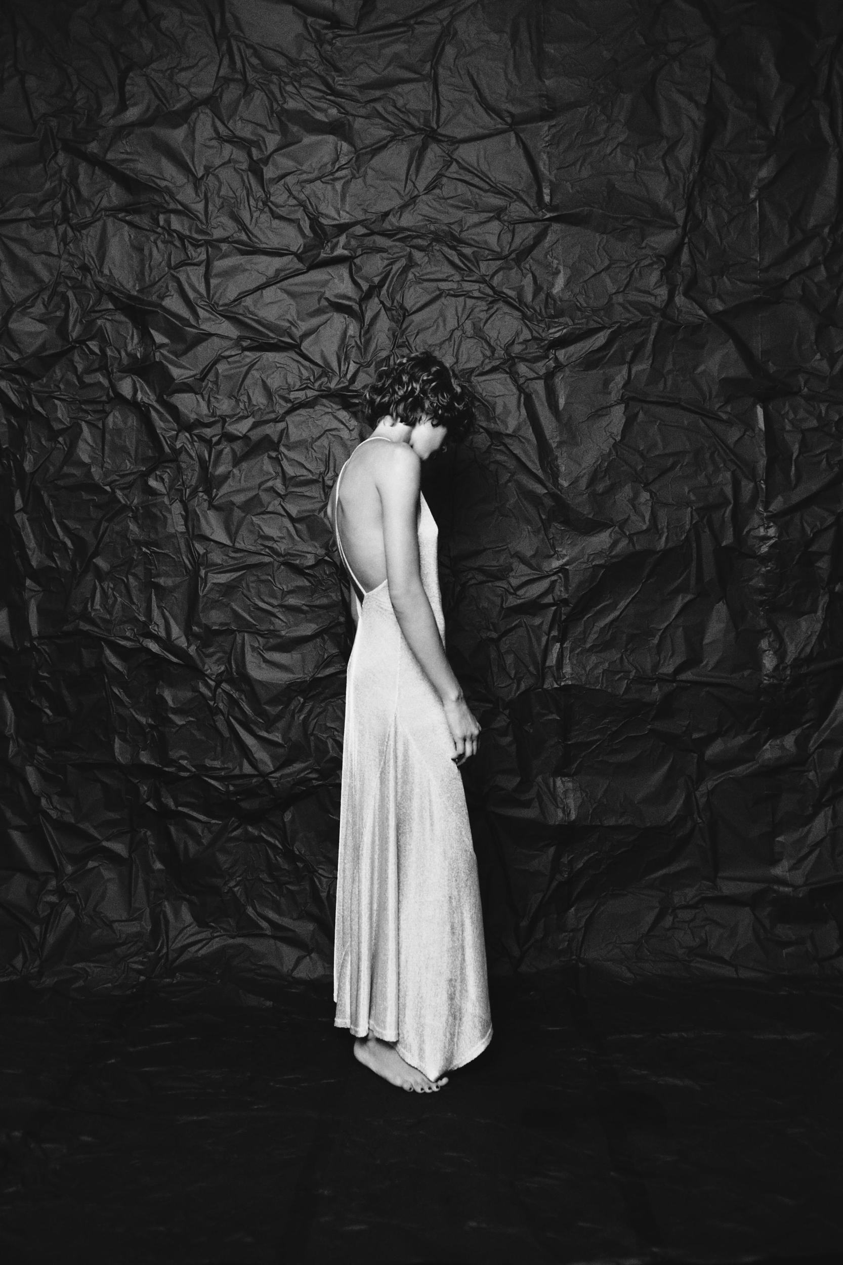 METALLIC THREAD MIDI DRESS Product Image