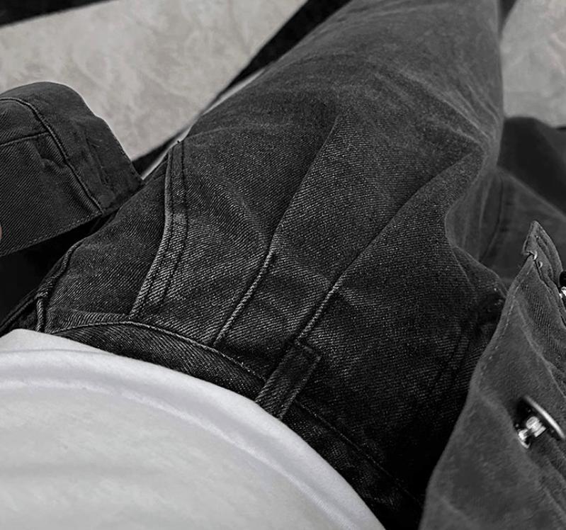 RT No. 12412 PLEATED DENIM STRAIGHT JEANS Product Image