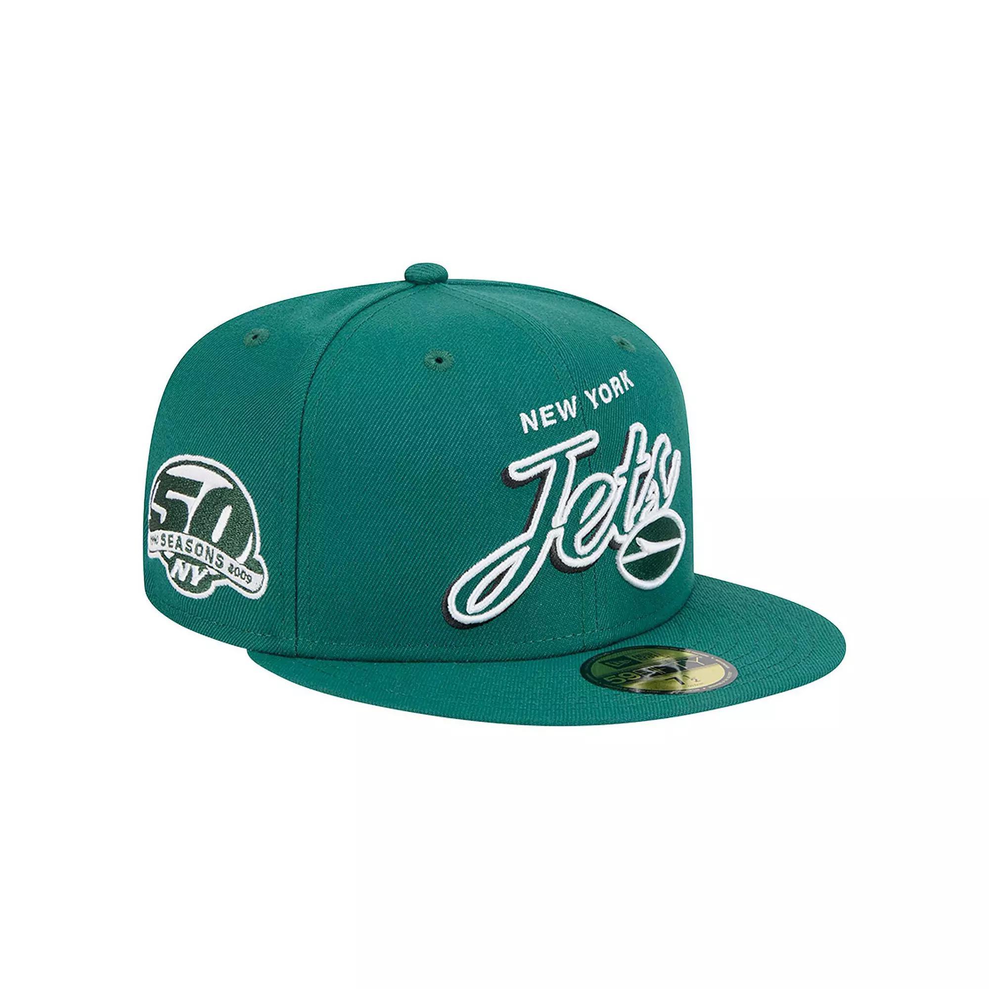 Men's New Era Green New York Jets Script Sided 59FIFTY Fitted Hat,  Product Image