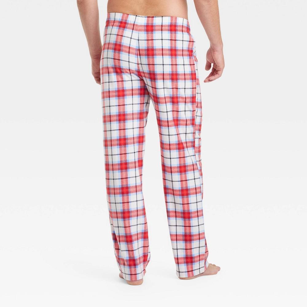 Men's Plaid Microfleece Holiday Matching Family Pajama Pants - Wondershop™ White L Product Image