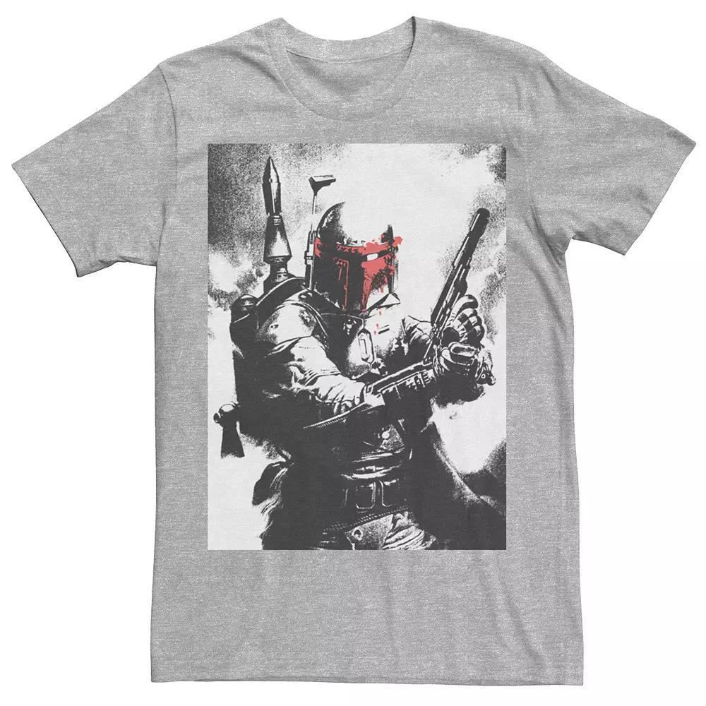 Men's Star Wars Boba Fett Faded Action Portrait Poster Tee, Size: 3XL, Athletic Grey Product Image