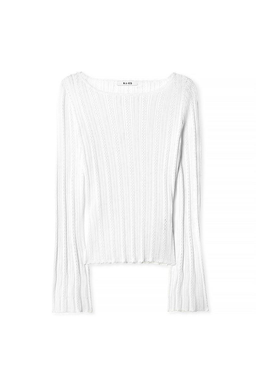 Knitted Pointelle Long Sleeve Top Product Image