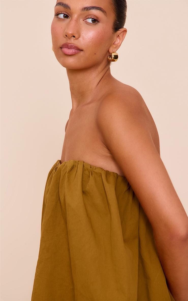  Olive Cotton Woven Ruched Floaty Bandeau Top Product Image