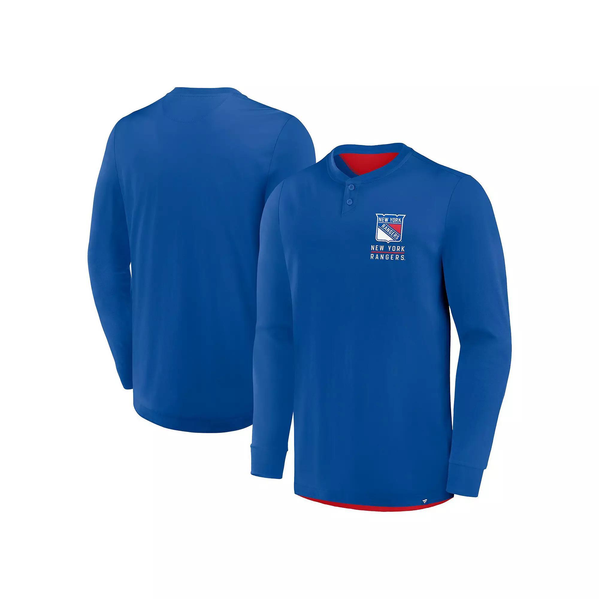 Men's Fanatics Blue New York Rangers Adrenaline Push Long Sleeve T-Shirt,  Product Image