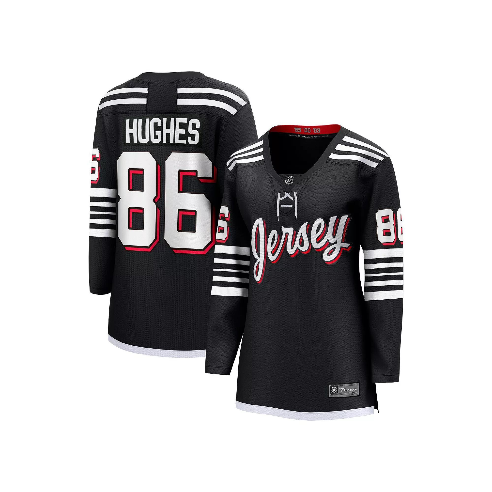 Women's Fanatics Branded Jack Hughes Black New Jersey Devils Alternate Premier Breakaway Player Jersey, Size: Large, Nhl Black Product Image