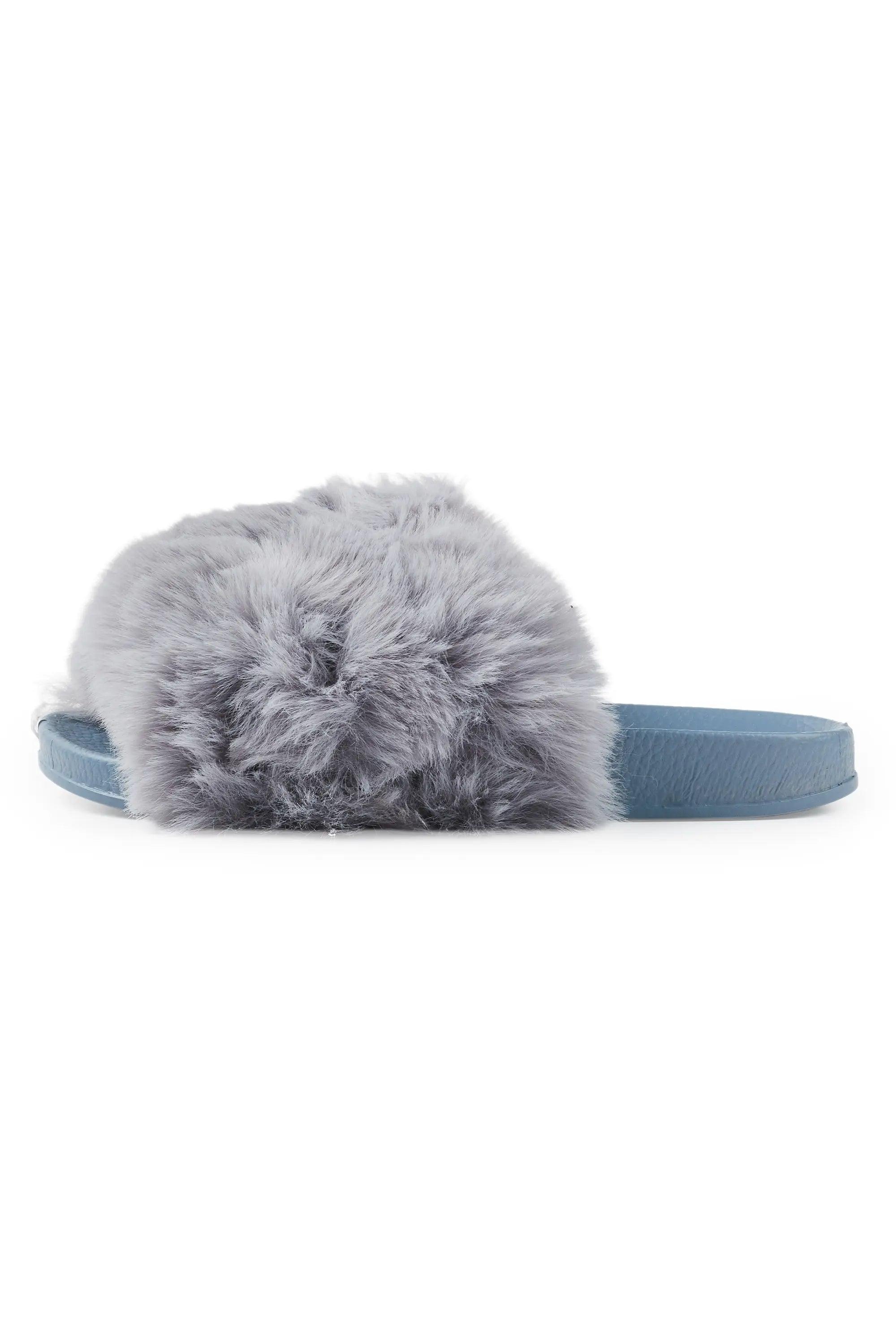 Tatyana Grey Fur Slides Female Product Image
