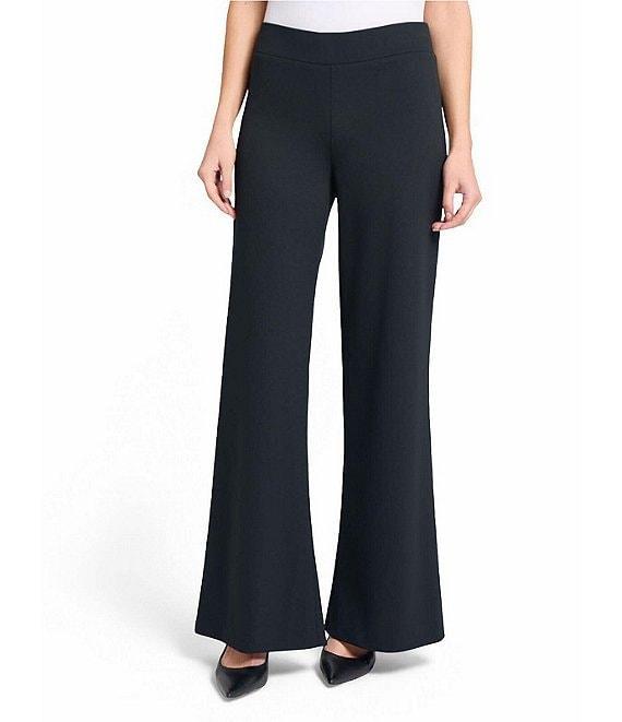 Ming Wang Stretch Crepe Flat Front Wide-Leg Pants Product Image