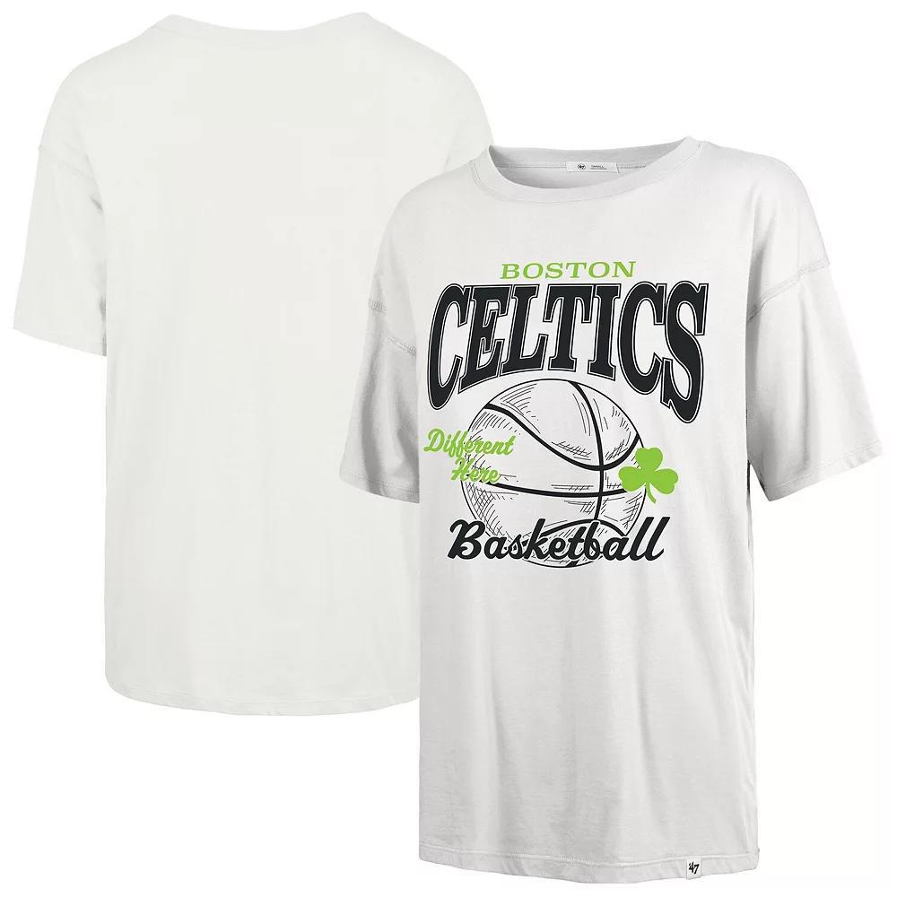 Women's '47 White Boston Celtics City Edition Down Court Sadie T-Shirt,  Product Image