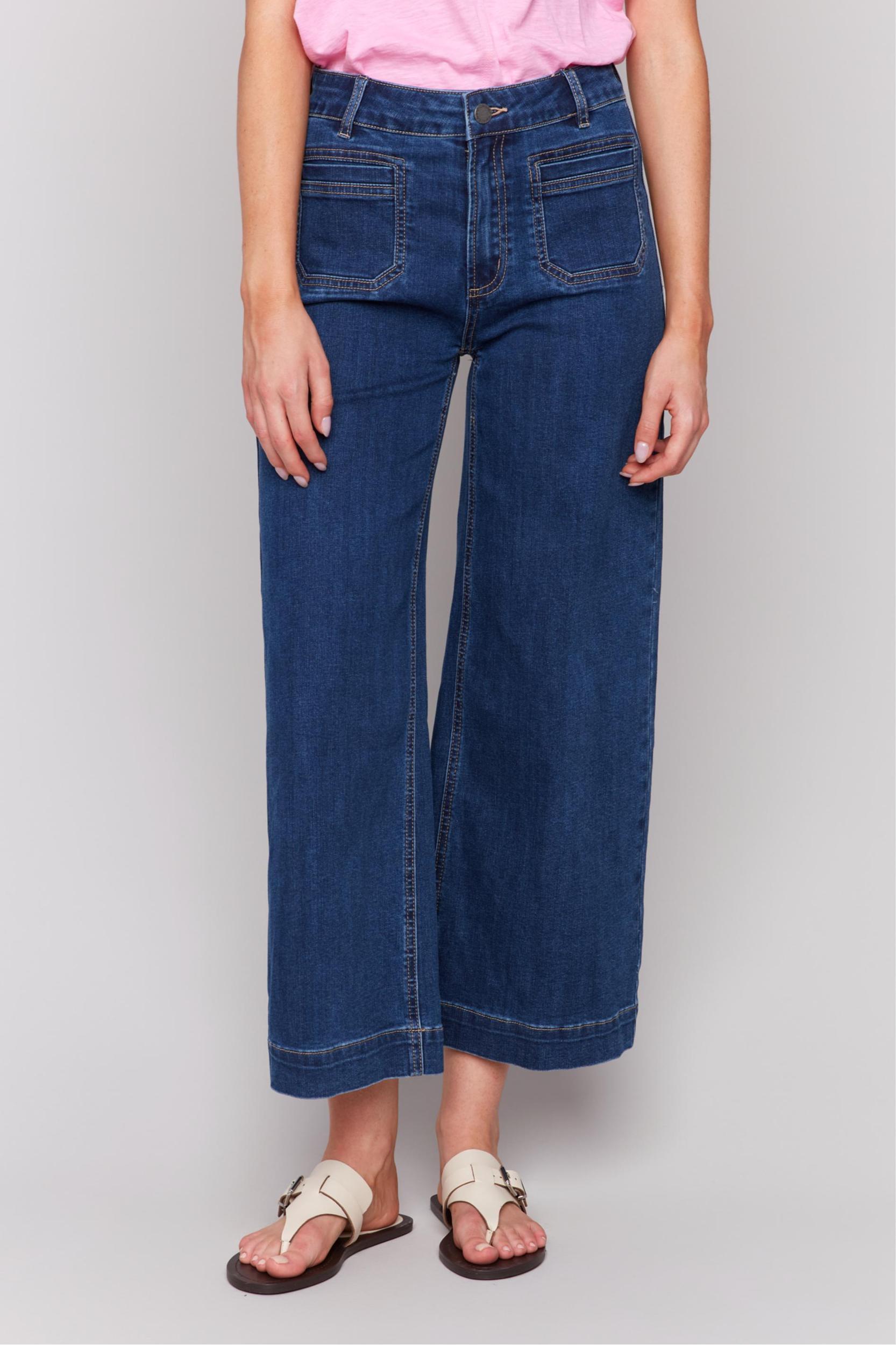 Cropped Flare Leg Front Patch Pocket Jean Product Image