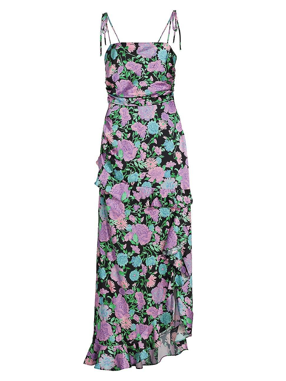 Womens Wayf Asymmetric Floral Midi-Dress Product Image