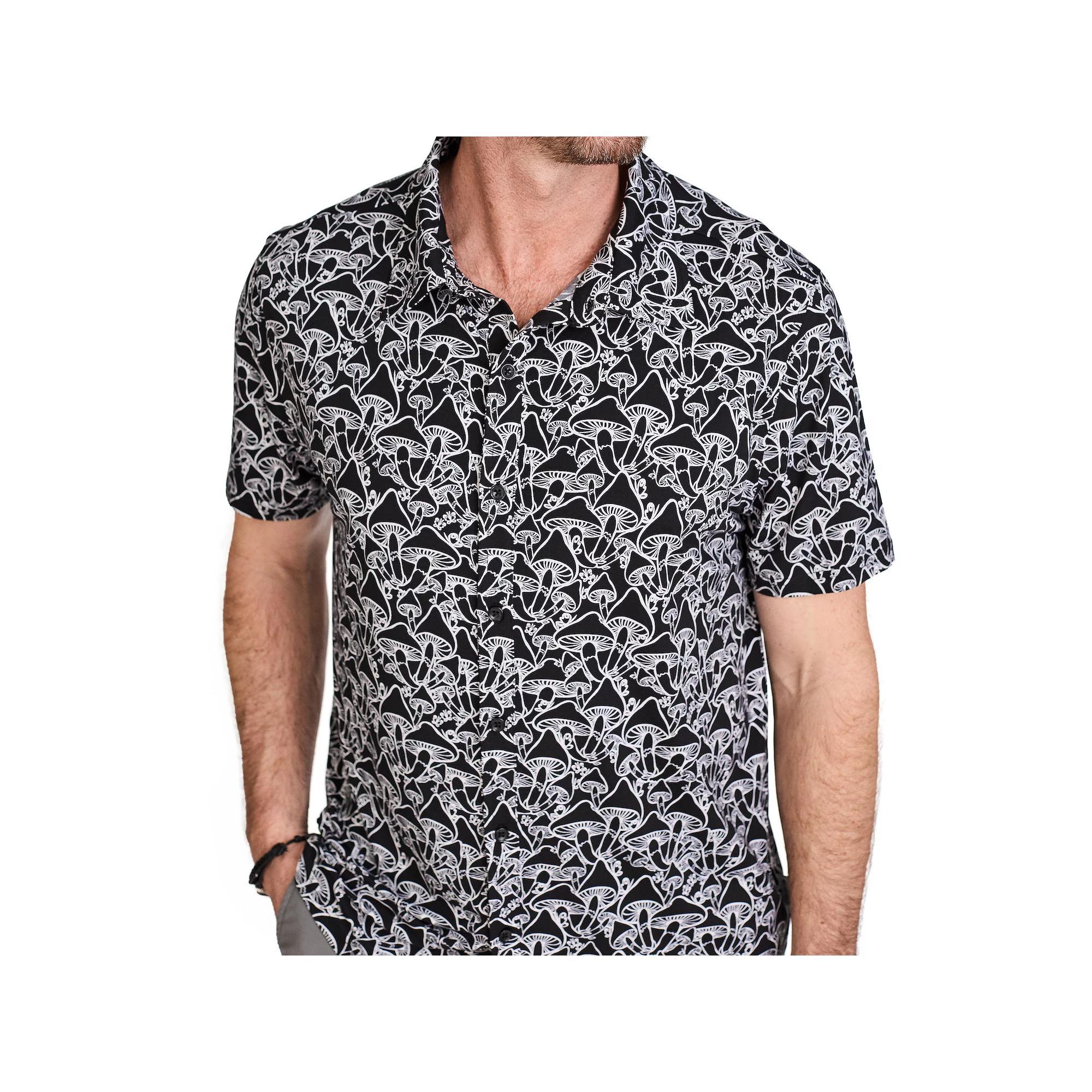 Men's WEARFIRST Short Sleeve Jersey Button Front Shirt, Size: Large, White Beer Print Product Image