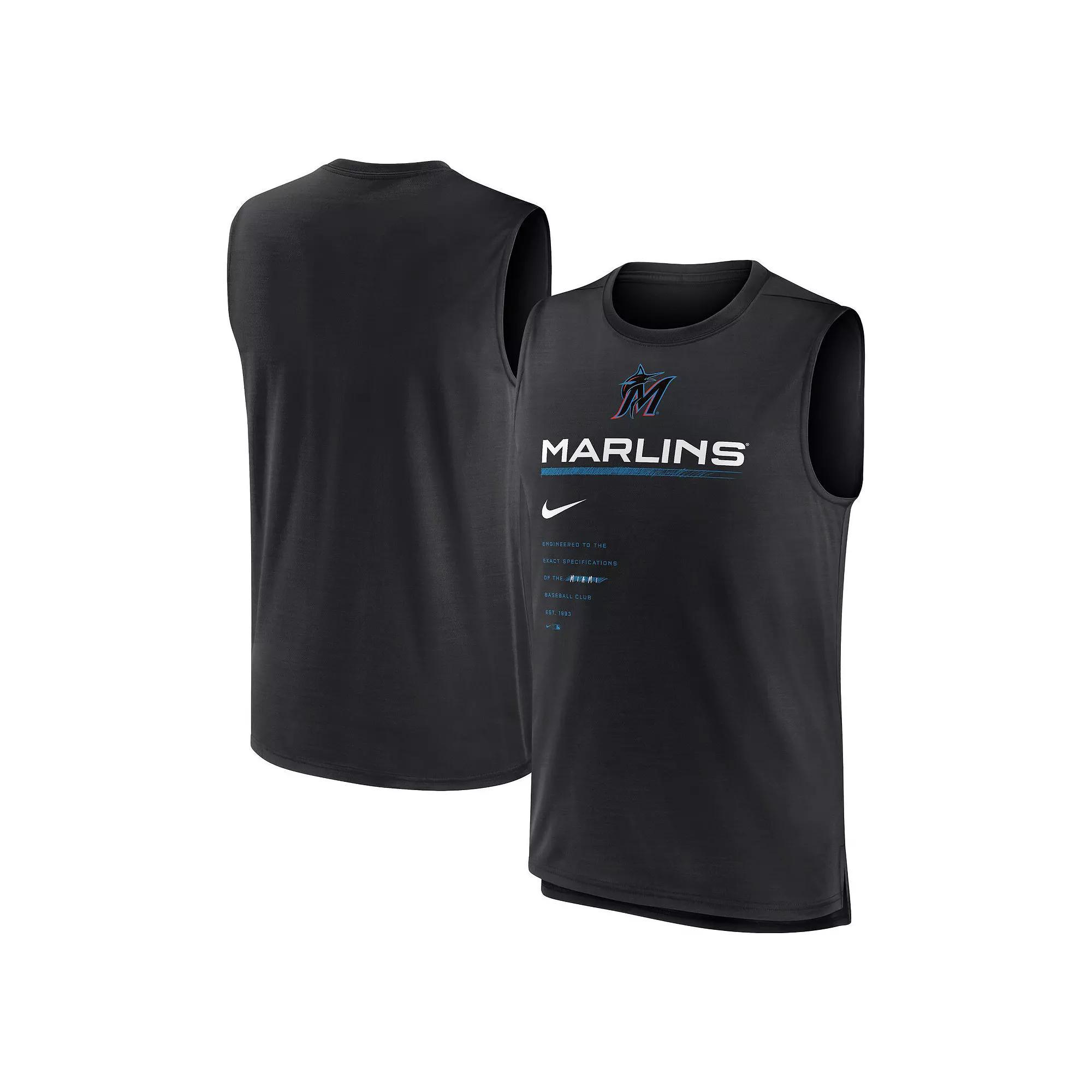 Men's Nike Black Miami Marlins Exceed Performance Tank Top, Size: XL Product Image
