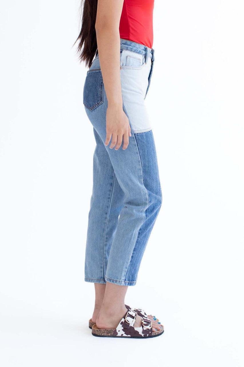 Patchwork Mom Jeans Product Image