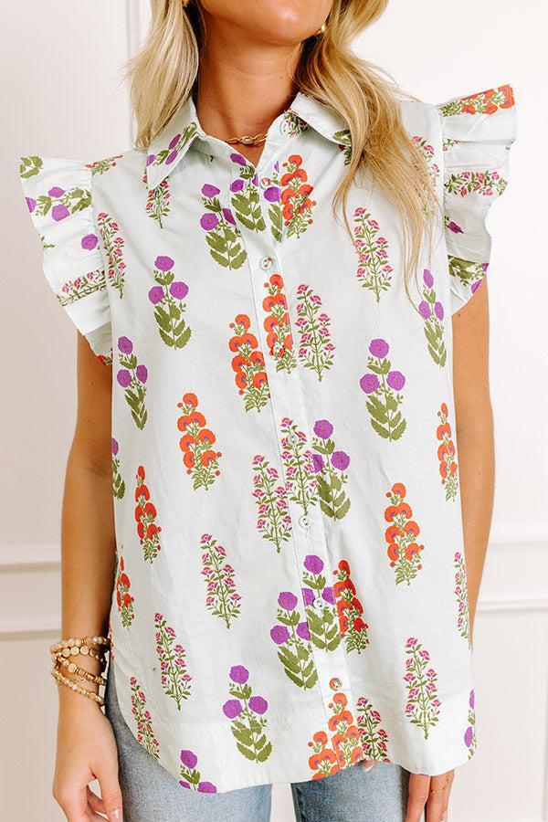 Picnic In The Garden Button Down Floral Top Product Image