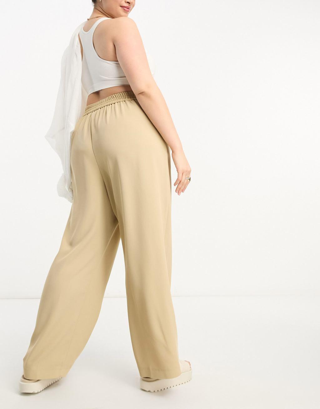 River Island Plus wide leg tailored dad pants Product Image