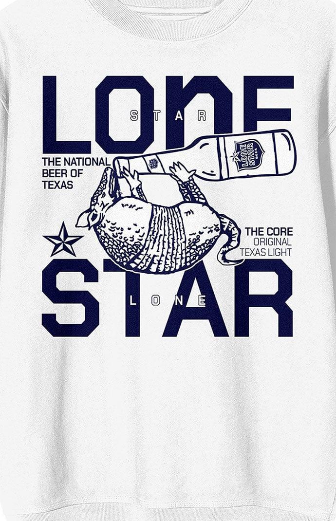 Men's Lone Star Beer Armadillo Drinking Long Sleeve Graphic Tee, Size: XXL, White Product Image