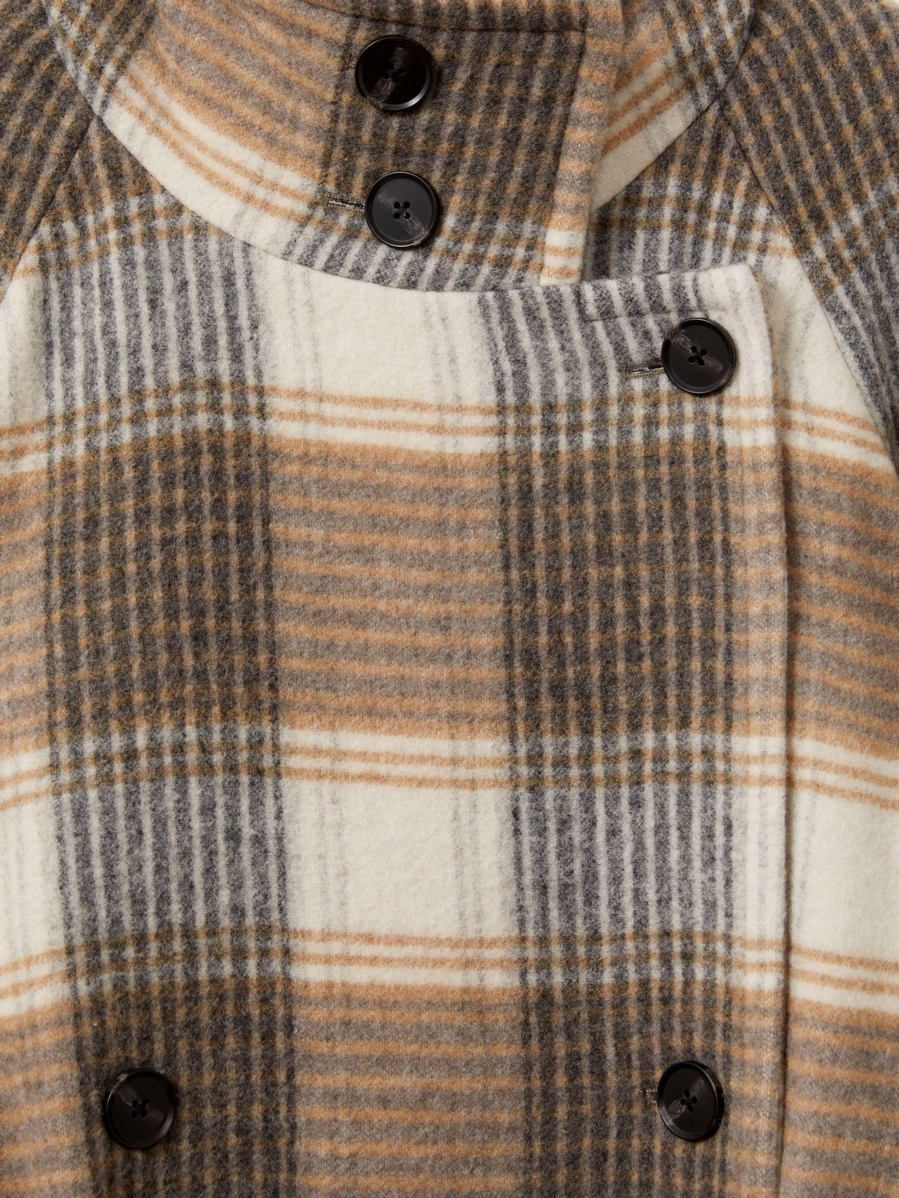 Wool Blend Check Double Breasted Coat in Neutral Check Product Image