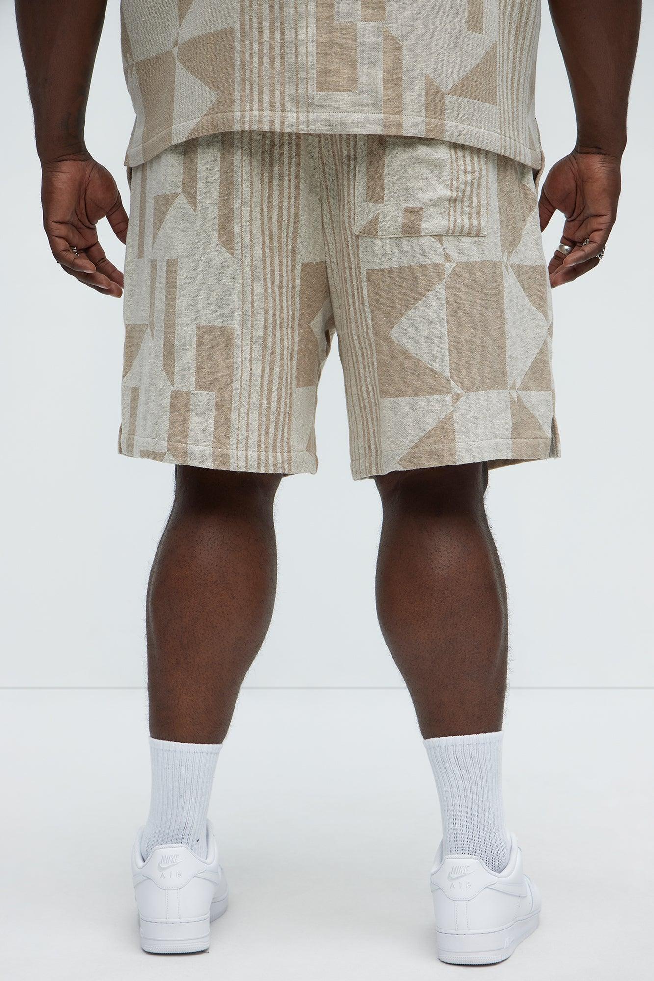 Abstract Relaxed Shorts - Cream/combo Product Image