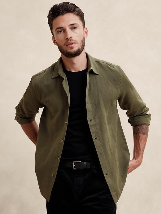 Slim Linen-Blend Shirt Product Image